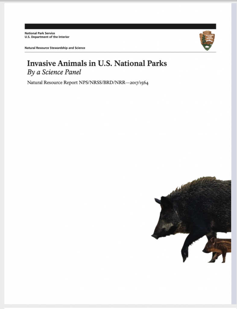 Report cover: Invasive Animals in U.S. National Parks By a Science Panel